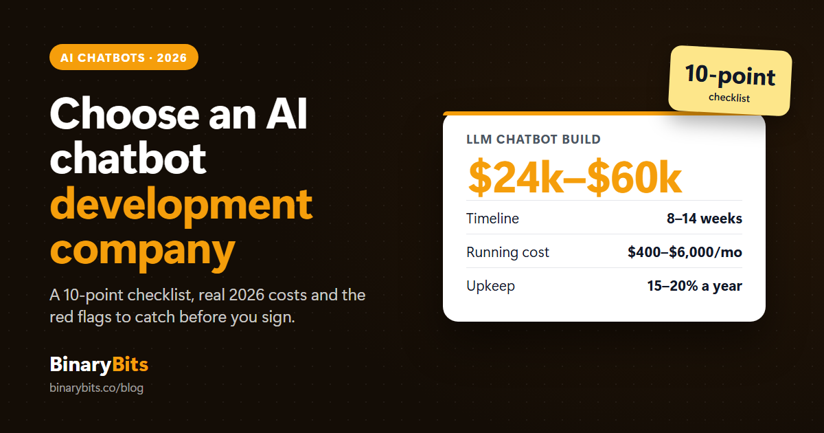 How to Choose an AI Chatbot Development Company in 2026: Checklist, Real Costs and Red Flags
