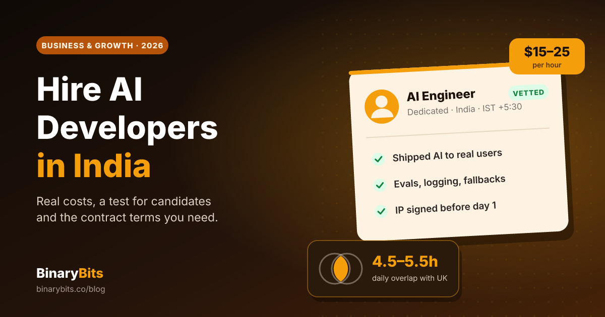 How to Hire AI Developers in India in 2026: Costs, Tests and Risks
